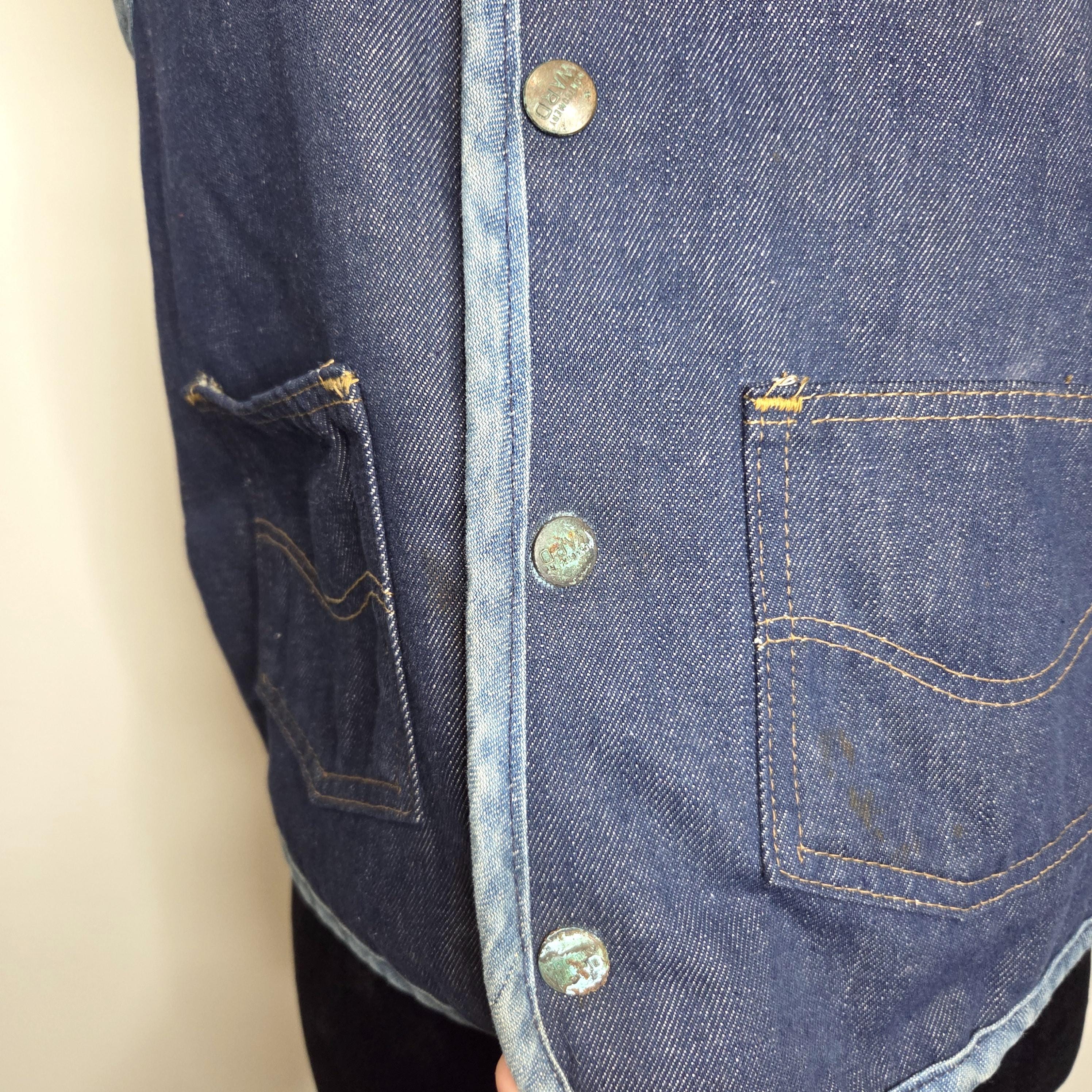 Vintage 1970s Montgomery Ward Sherpa-lined Denim Vest — Size 