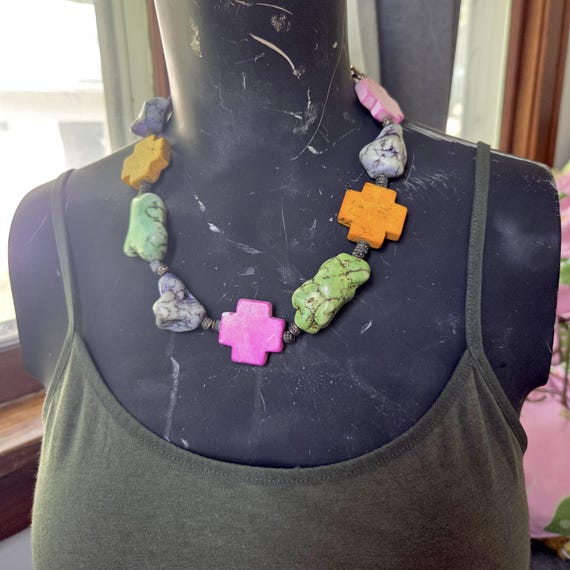 Artisan Designer Multicolor Gemstone Turquoise Cr… - image 3