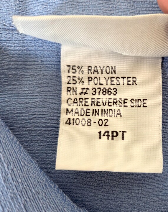 Vintage Blue Button Down Collared Short Sleeve Sh… - image 12