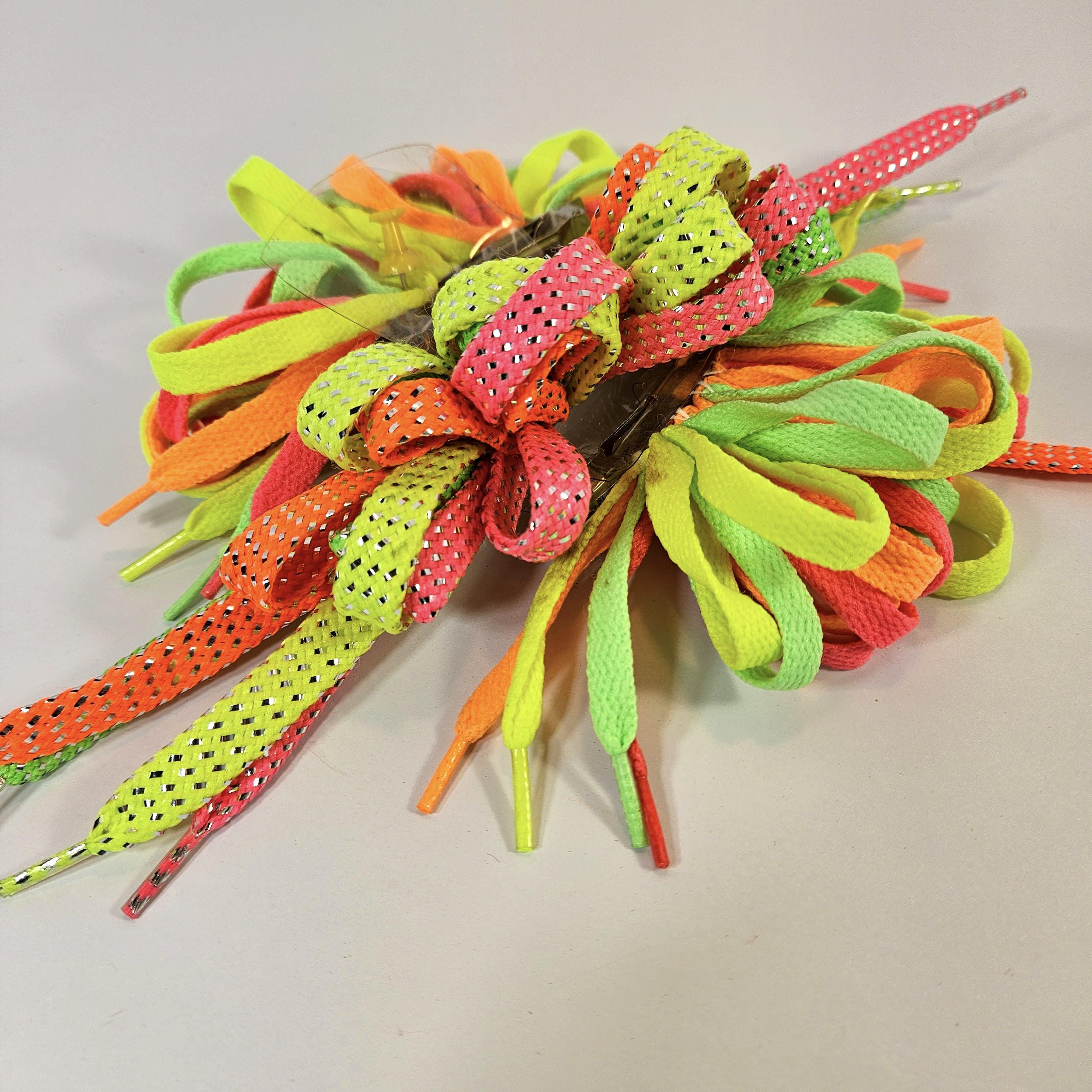 Lot 12 Vtg 80s Shoelace French Hair Barrette Metallic Thread Pastel Neon VINTAGE VICTORIAN FILIGREE French Barrette 80mm- Thick Hair  main image 3