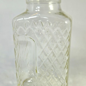 Vintage Clear Glass Juice Pitcher: MCM Diamond Lattice Design