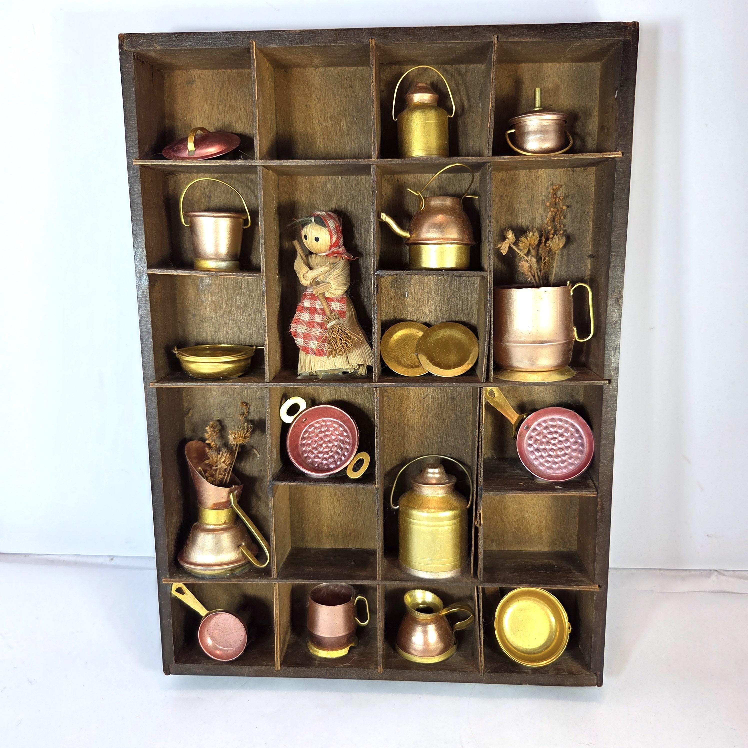 Vintage Miniature Copper & Brass Kitchenware Shadow Box | Rustic ...