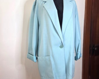 Vintage 90s Sag Harbor Solid Mint Green Blazer Jacket Size 12