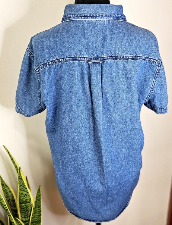 Embroidered Denim Shirt: Grannycore Floral Butter… - image 6