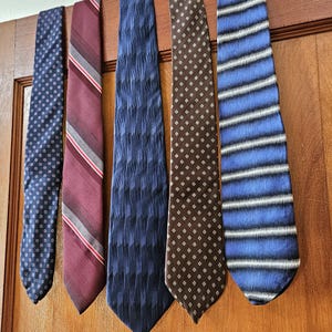 Vintage 1970s Men&#39;s Necktie Set: Retro Geometric & Striped Ties