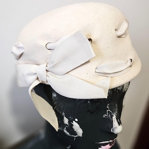Vintage 1950s Wool Pillbox Hat: Ritz Henry Pollack NY, Side Bow