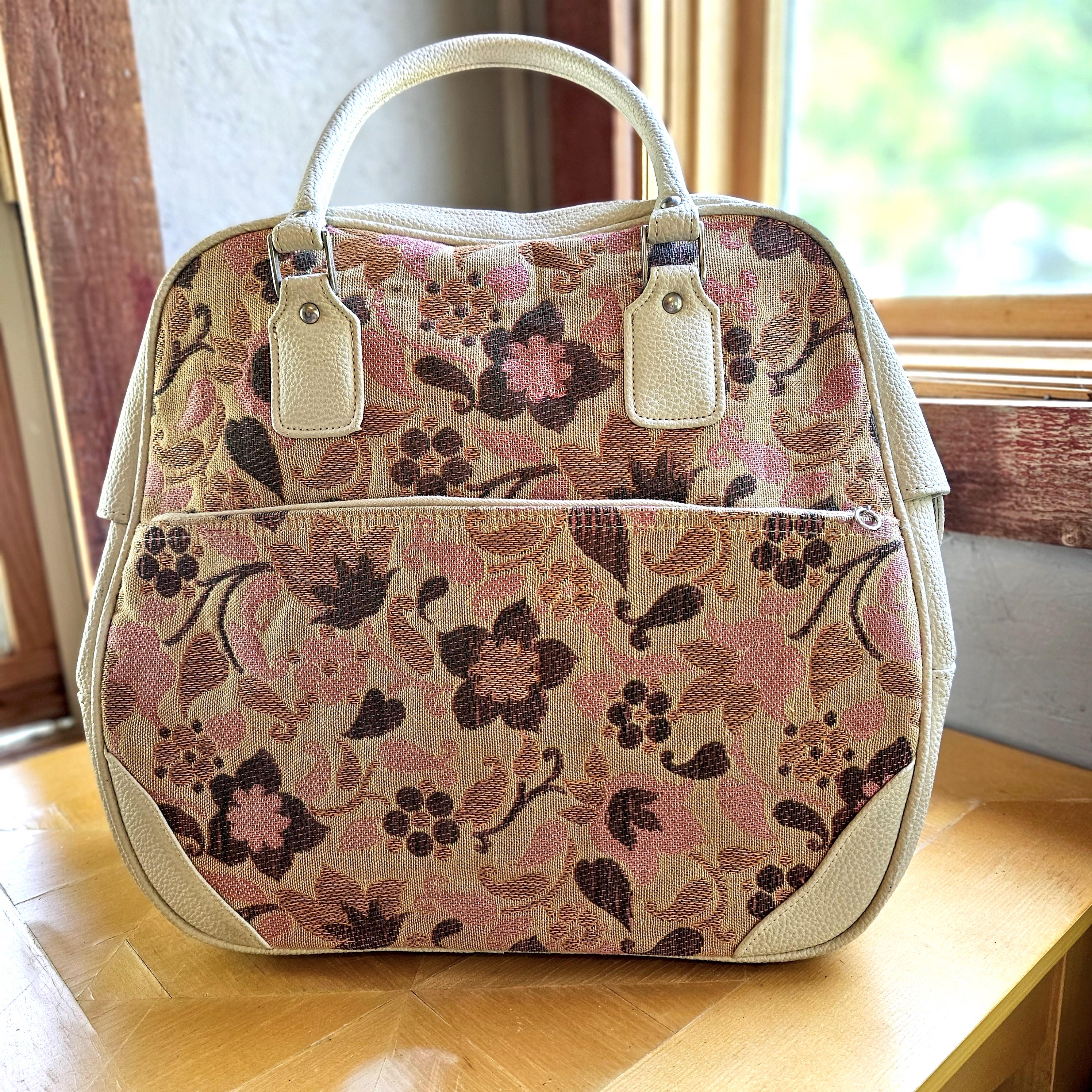 60s後半-70s FrenchVintage bowling bag Vintage Bowling Bag 60s/70s Retro Blue Vinyl With Red and