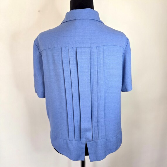 Vintage Blue Button Down Collared Short Sleeve Sh… - image 6