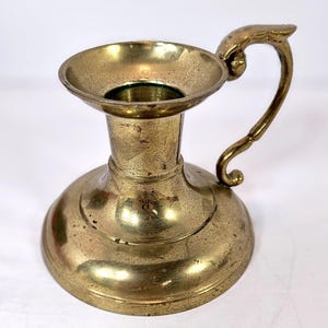 Vintage brass chamberstick metal taper candlestick holder | Witchy Dark Academia Decor for Halloween