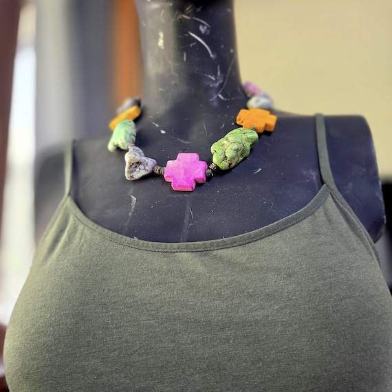 Artisan Designer Multicolor Gemstone Turquoise Cr… - image 5