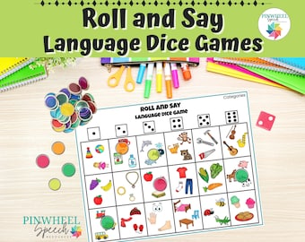Roll and Say Dice Games Printable Speech Therapy Language Activity