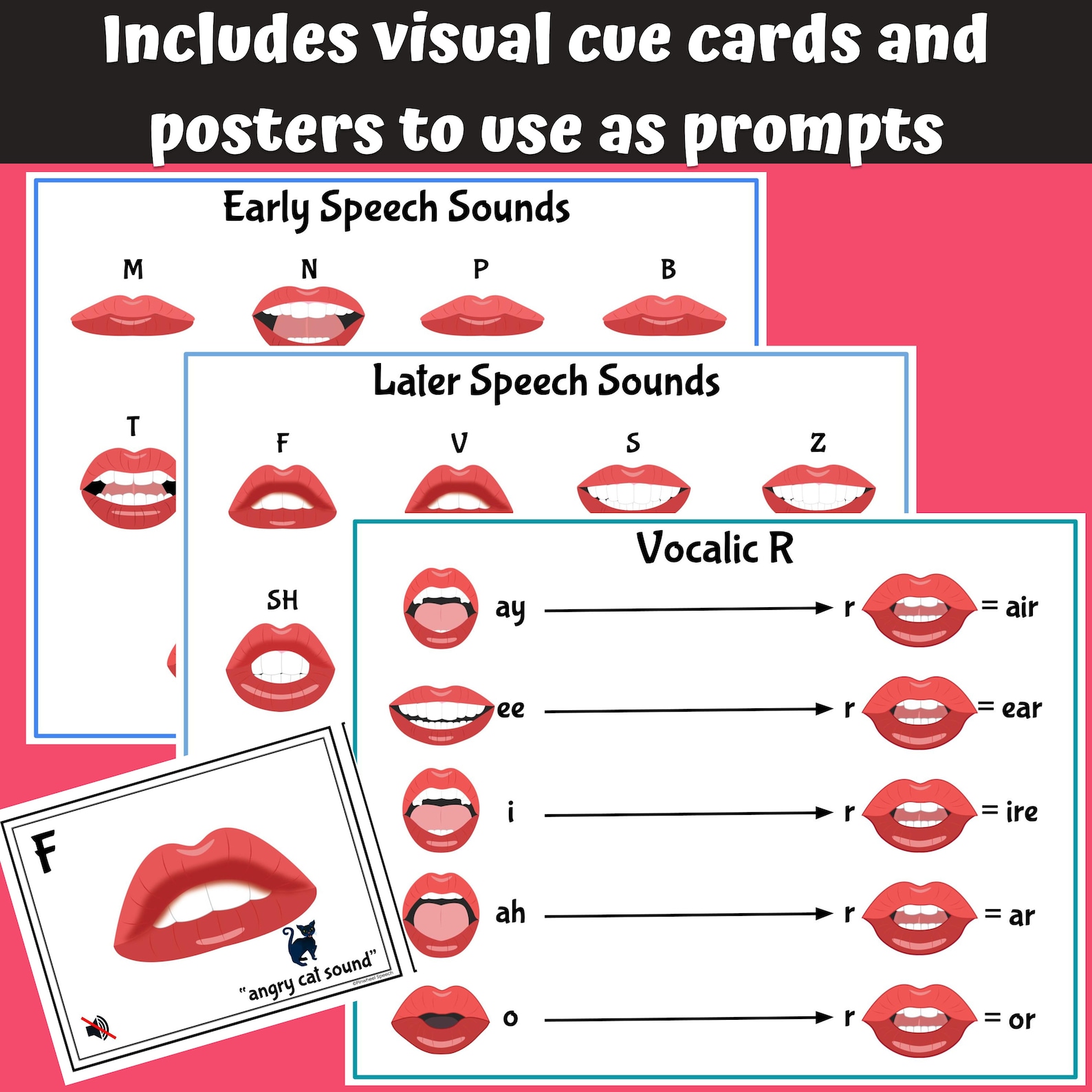 Speech Sound Visual Cue Cards and Articulation Warm Ups Speech Therapy