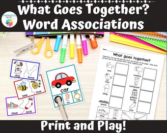What Goes Together? Word Associations Printable Speech Therapy Language Activities