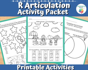 R Articulation Worksheets Printable Speech Therapy Homework Packet of Activities