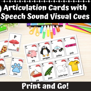 視覚的なヒント付きの印刷可能な発音カード 言語療法タスクカード