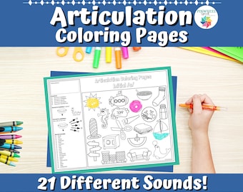 Articulation Coloring Pages with Speech Sound Visual Cues Printable Speech Therapy Activity