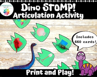 Dino STOMP! Dinosaur Articulation Printable Speech Therapy Activity