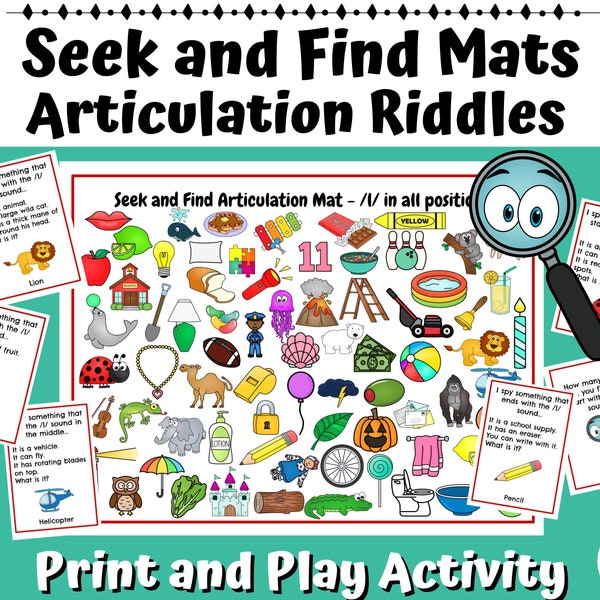 Seek and Find Articulation Mats Printable Guessing Game Speech Therapy