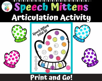 Winter Speech Mittens Printable Articulation Activity for Speech Therapy