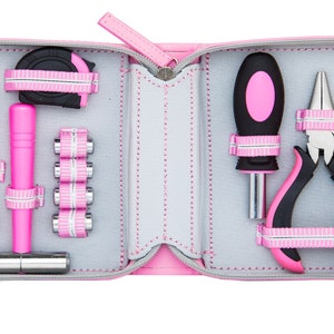 Fix-It Kit, Tool Set in Vegan Leather, comes in Pink