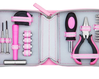 Fix-It Kit, Tool Set in Vegan Leather, comes in Pink