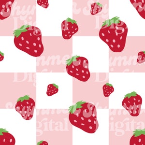 Strawberry Checker Seamless Pattern | Seamless File | Seamless Design