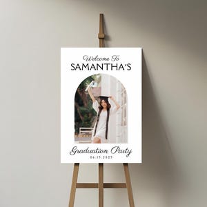 Minimalist Graduation Welcome Sign 2025, Printable Grad Party Welcome Poster, Modern Graduation Decor, Editable Welcome Sign for Graduates