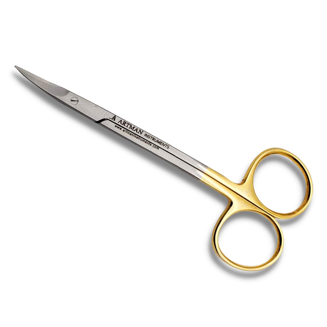 Scissors Curved 5 Inches With Tungsten Carbide Inserts Gold Plated ...