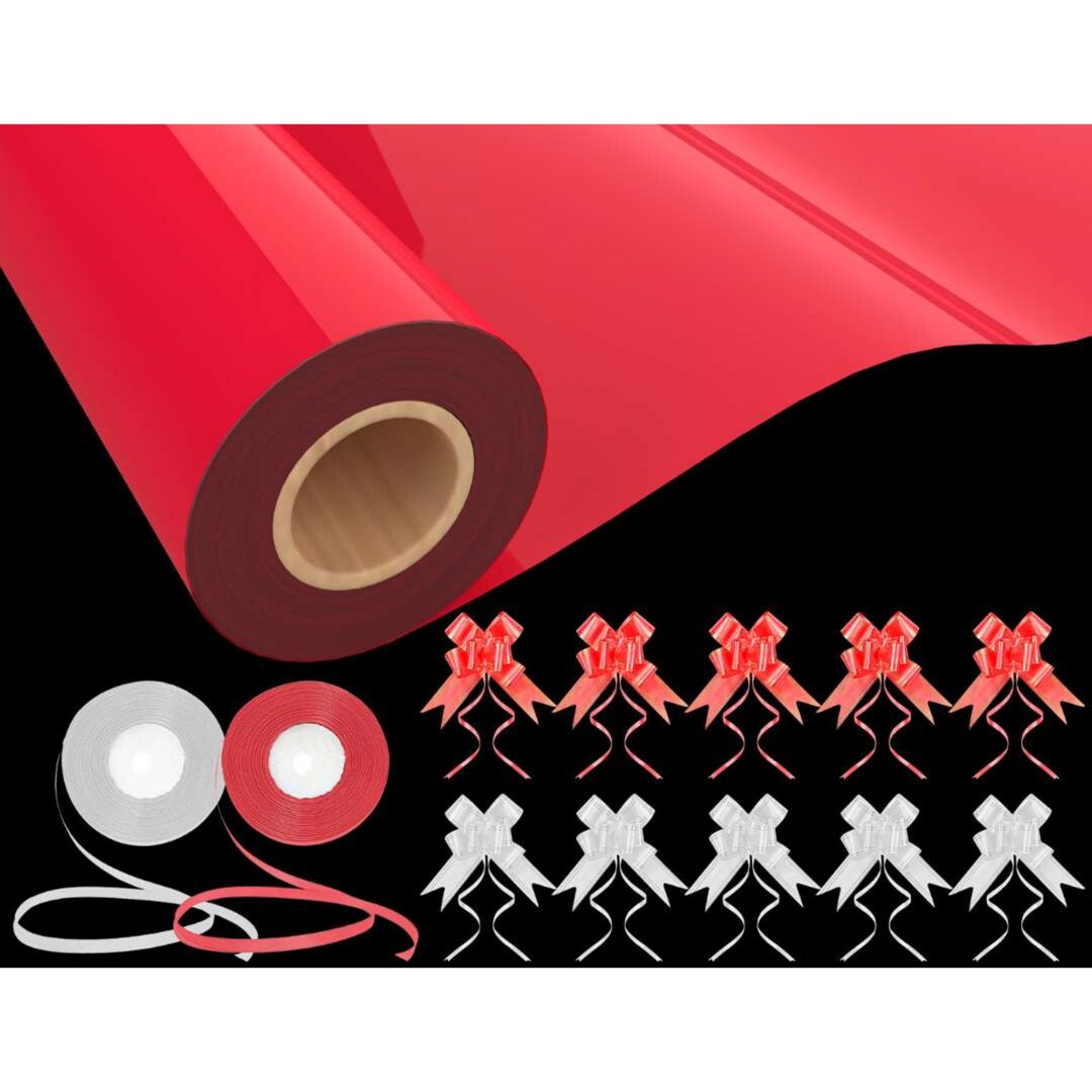 Red Cellophane Wrap 82 Ft X 31.5 Inch With 10 Pull Etsy