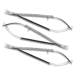 Castroviejo Schere 5,5 "Zoll GEBOGEN 3er Set Micro Gewindeschneiden Stickerei Spring Action Extra Sharp Squeezable ARTMAN