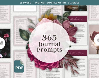 365 Printable Journal Prompts | Daily Journaling for Self Discovery | Digital Download