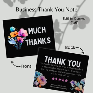 obrigado pelo seu modelo de cartão de pedido | DOWNLOAD INSTANTÂNEO | Obrigado pelo seu pedido Cartões postais, agradecimento comercial personalizado - TCB017