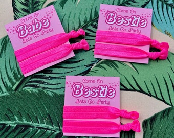 Hot Pink Party Hair Ties, Bachelorette Birthday Favors