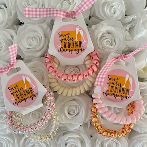 Save Water Drink Champagne bridal shower or bachelorette hair tie favors