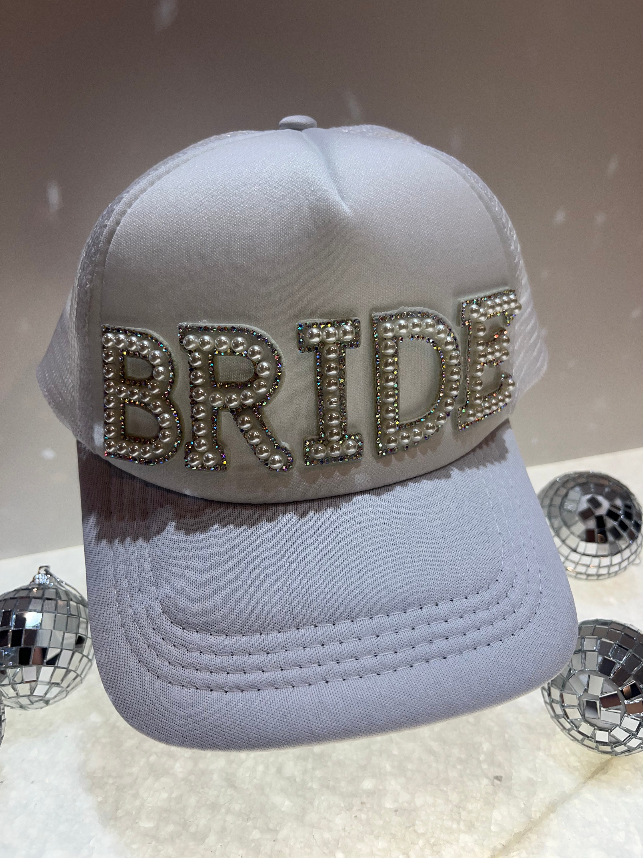 Bride Trucker Hat, White Pearls and Crystal, Bachelorette  display picture 1