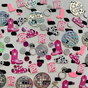 Disco cowgirl confetti last rodeo bachelorette party favor