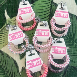 Howdy cowgirl hair tie bachelorette favor