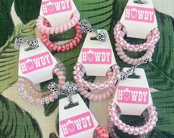 Howdy cowgirl hair tie bachelorette favor