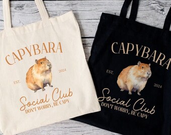 Capybara Tote Bag, Custom Capybara Social Club Tote Bag, Custom Capybara Tote Bag, Don't Worry Be Capy Canvas Tote Bag, Capybara Gift