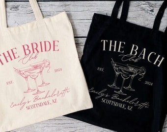 The Bach Club Bachelorette Tote Bags, Custom Bachelorette Party Favors, Bridesmaid Gift, Cocktail Bachelorette Party Tote Bags