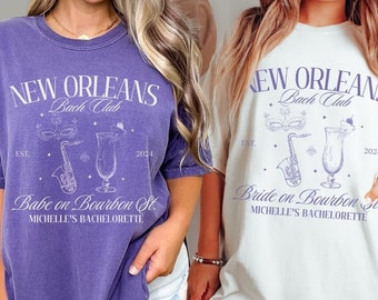Nola Bachelorette Shirt, Custom Comfort Colors New Orleans Bachelorette T-shirt, Girls Trip Nola Tshirt, Mardi Gras Bachelorette, Bach Merch