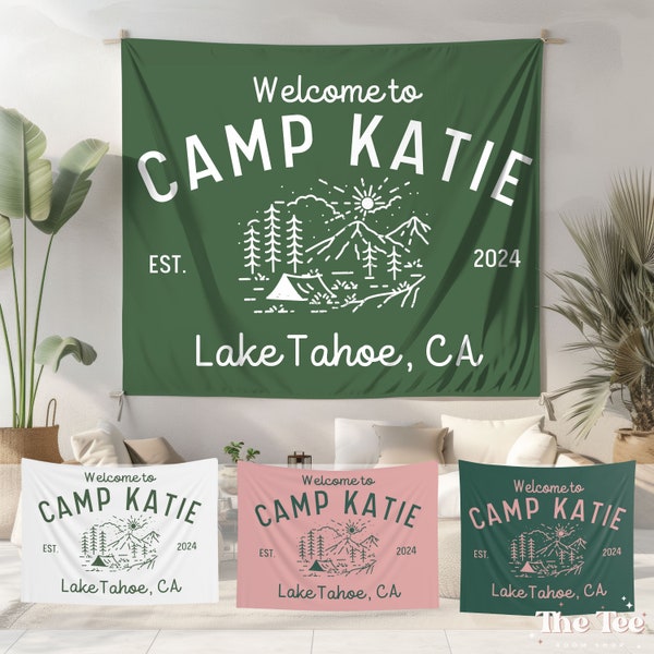 Camp Bach Flag, Custom Camp Bachelorette Banner, Camping Bachelorette Decor, Camp Bachelorette Party Flag, Cabin Bachelorette Party Sign