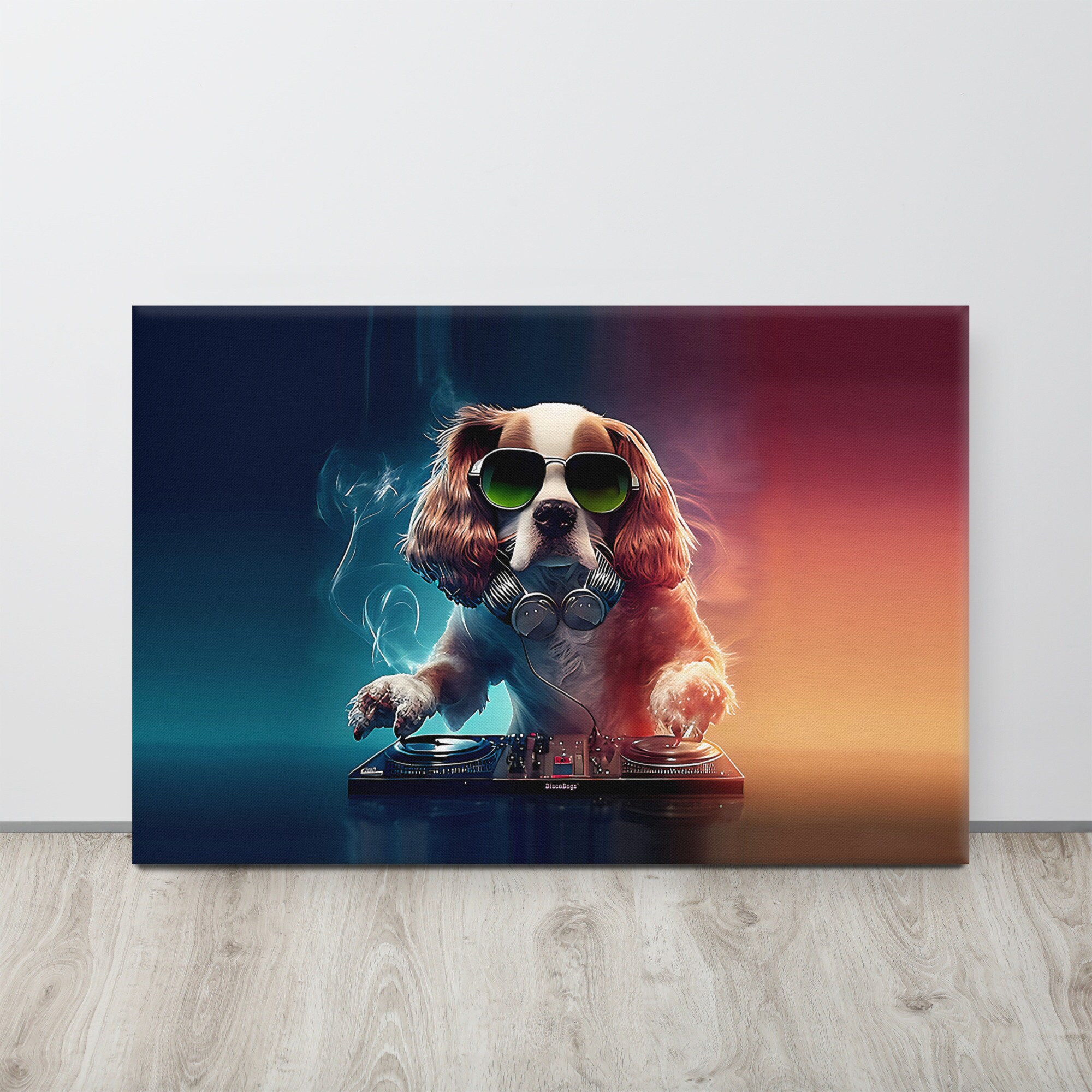 Thin canvas - King Charles Spaniel Funky Colourful Canvas, Dog Print, Dog Art, Dog Decor, Poster, Dog Gift, Modern Art, Animal Art, Wall Art