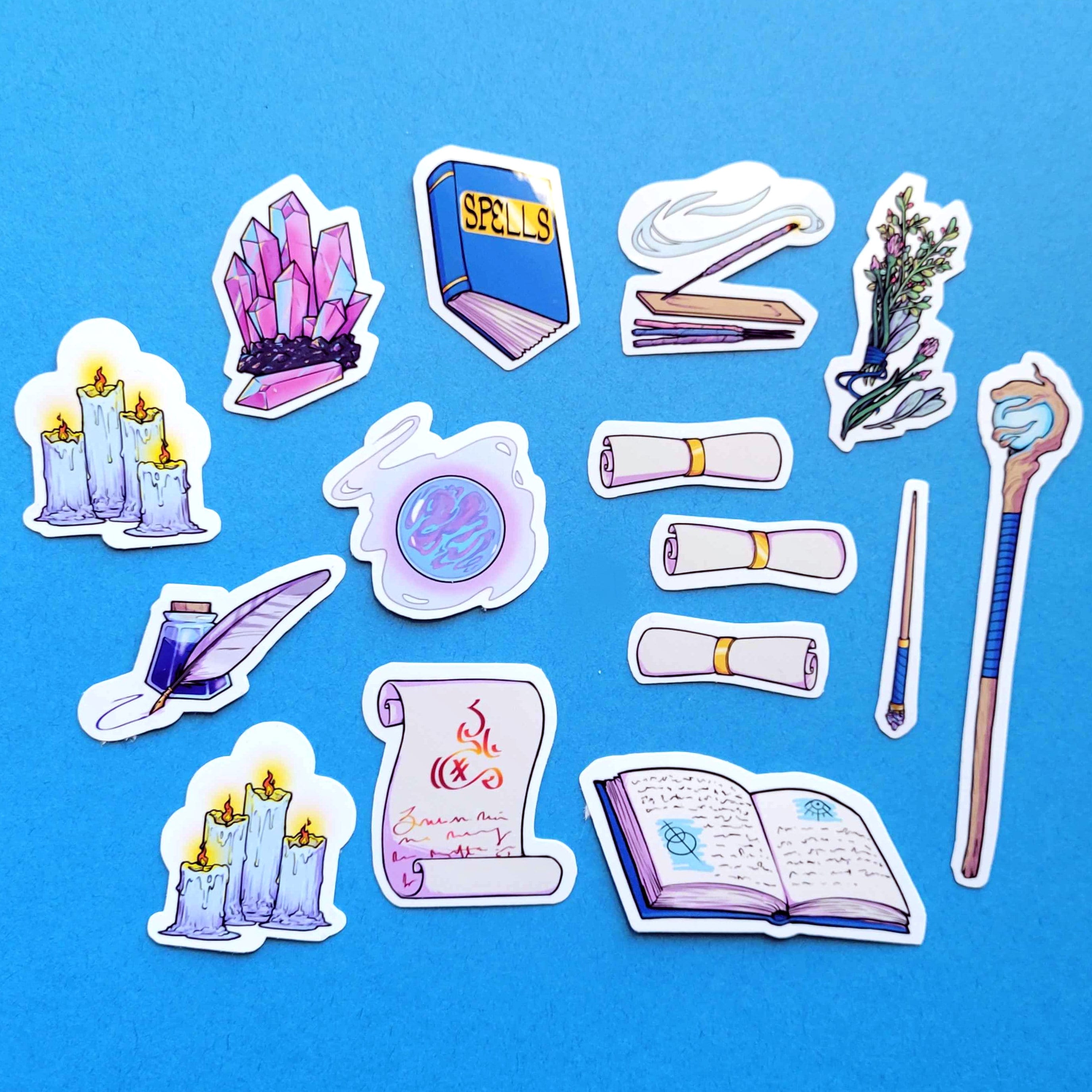 Fantasy Mage Pack - 15 Vinyl Stickers of Wizard Gear