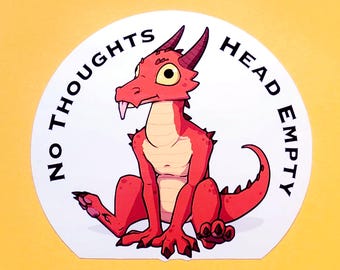 Brak myśli, głowa pusta - 2,5-calowa błyszcząca naklejka winylowa - DnD Kobold