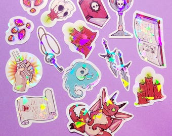 Fantasy Warlock Pack - 15 Holographic DND Warlock Stickers