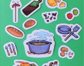 Fantasy Cooking Sticker Pack - 13 Vinyl Food Stickers