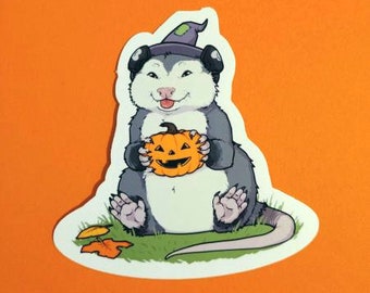 Autumn Opossum Sticker - 2.5" Glossy Vinyl - Cute Fall Sticker