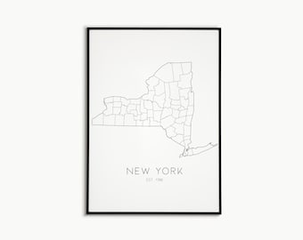 New York Map | Minimalist | World Map | Wall Decor | Travel Decor | Vintage Map | Michigan Map | Living Room Decor | Digital Print
