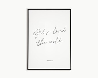 John 3:16 | Bible Verse | Minimalist | Simple | Wall Decor | Scripture | Illustration | Modern Art | Living Room | Digital Print